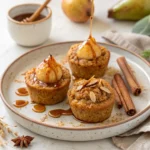 Chai Spiced Pear Baked Oatmeal Singles served warm on a plate