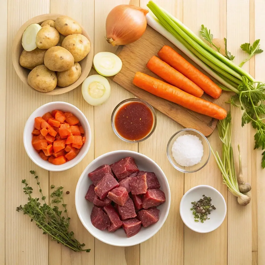 Ingredients for slow cooker beef stew