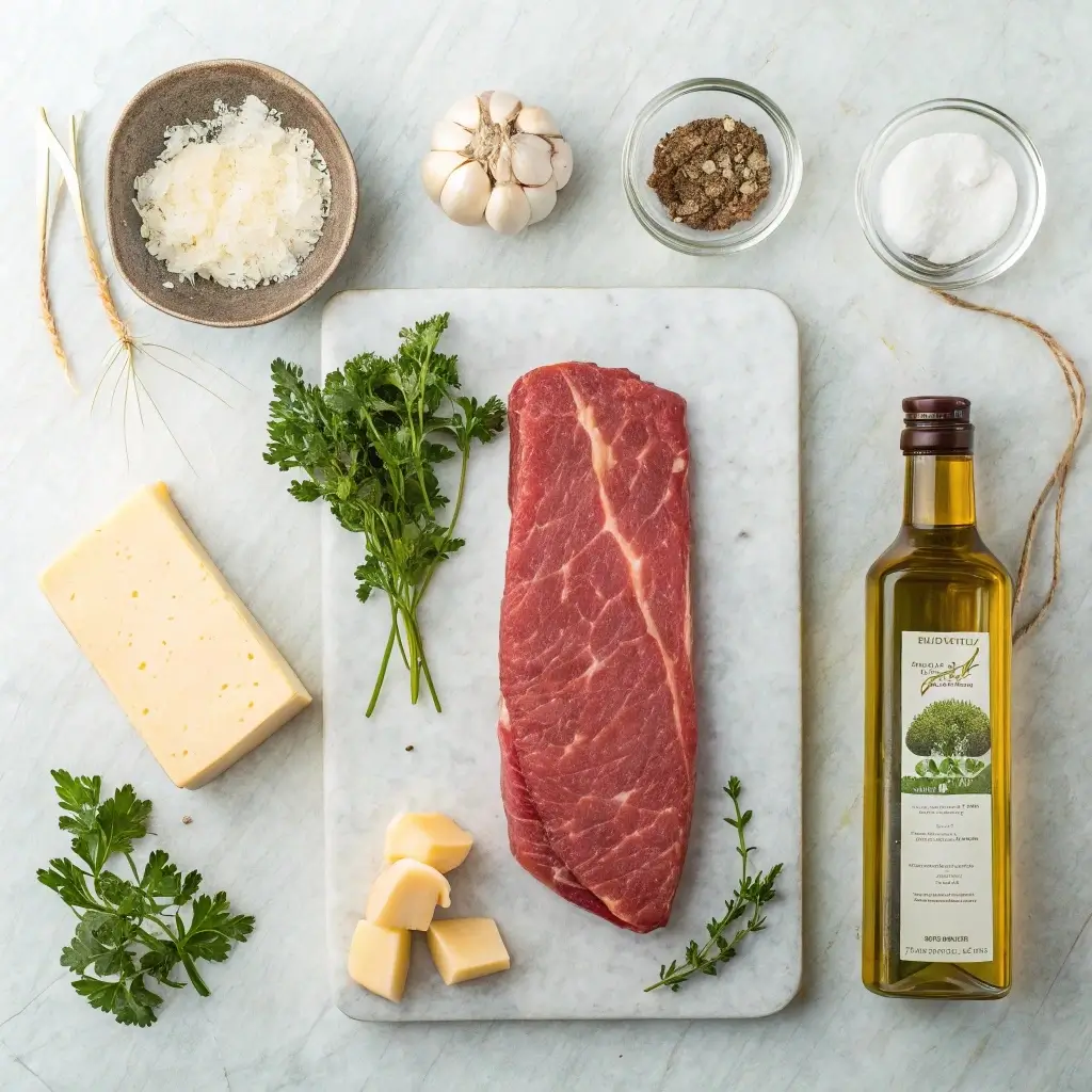 Ingredients for Garlic Parmesan Flank Steak Pinwheels