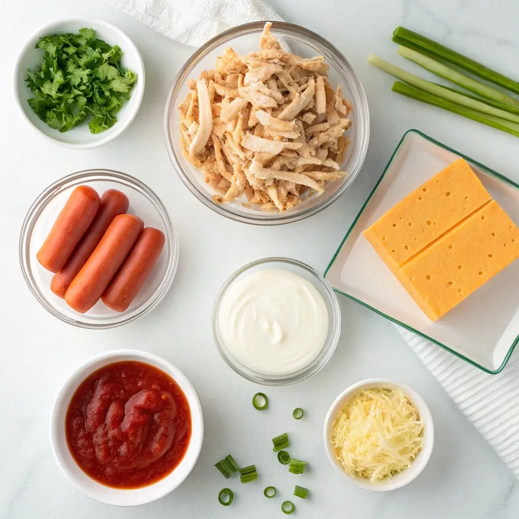 Ingredients for Franks Red Hot Buffalo Chicken Dip