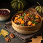 Warm Butternut Squash Farro Salad in a bowl