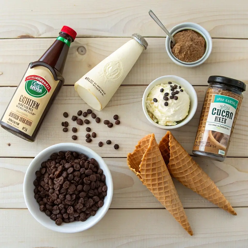 Ingredients for Homemade Coffee Ice Cream Drumsticks