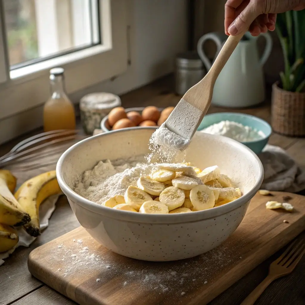 Mixing Banana Bread with Cottage Cheese
