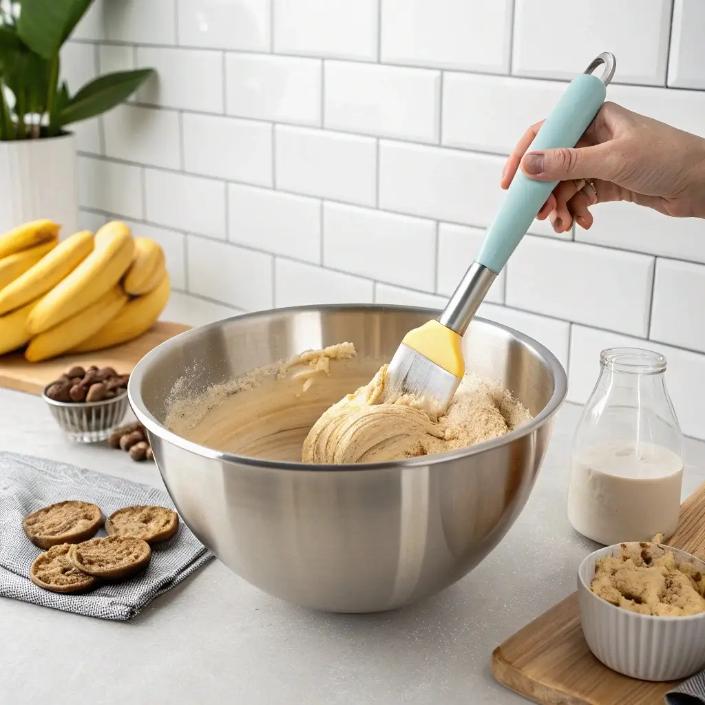 Mixing high protein banana bread batter